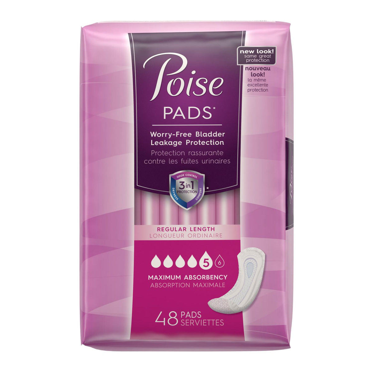 Poise Pads Regular Length Maximum 48 Pads