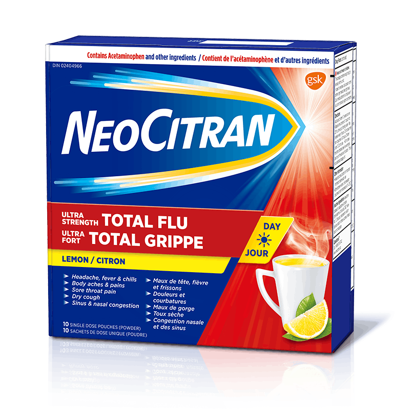 NeoCitran Total Flu Ultra Strength Non-Drowsy 10 Single Dose Pouches –  Pharmacy For Life