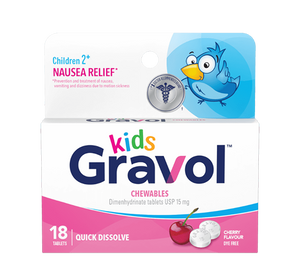 Gravol Kids Quick Dissolve Chewables Cherry Flavour 18 Tablets