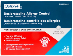Option+ Desloratadine Allergy Control 5mg  Non-Drowsy - 20 Tablets