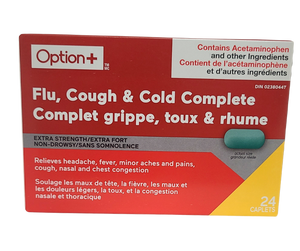 Option+ Flu, Cough & Cold Complete Extra Strength.  24 Caplets.