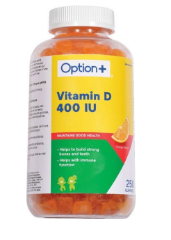 Option+ Kids Vitamin D 400 IU Gummies 250 count