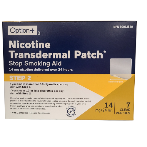 Option+ Nicotine Transdermal Patch Step 2 - 7 Clear Patches