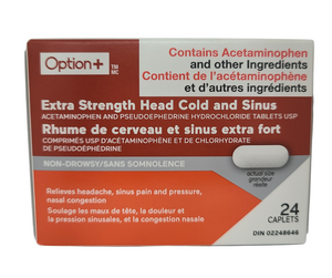 Option+ Extra Strength Head Cold and Sinus 24 Caplets