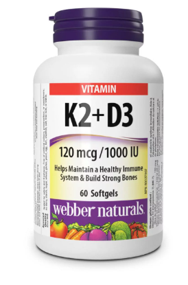 Webber Naturals Vitamin K2+D3 120 mcg/1000 IU 60 softgels