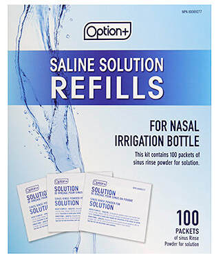 Option+ Saline Solution Refills for Nasal Irrigation 100 Packets