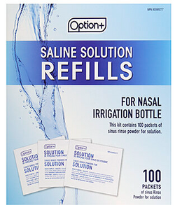 Option+ Saline Solution Refills for Nasal Irrigation 100 Packets