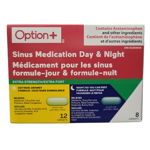 Option+ Sinus Medication Day and Night Extra Strength 20 Caplets ...