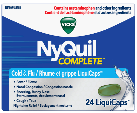 Vicks NyQuil Complete Cold & Flu Night time 24 LiquiCaps