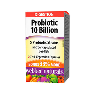 Webber Naturals Probiotic 10 Billion Box of 40Gegetarian Capsules