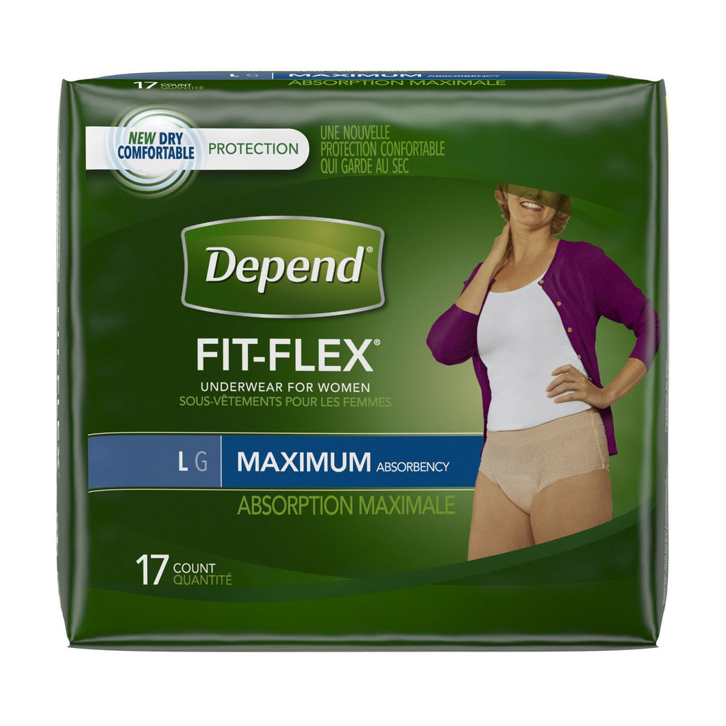 Depend Fit-Flex Incontinence Underwear for Women, Maximum Absorbency,  Small, Light Pink, 46 Count 