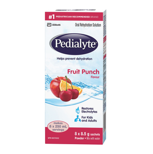Pedialyte Oral Rehydration Solution 8x8.5 Sachets Fruit Punch Flavour
