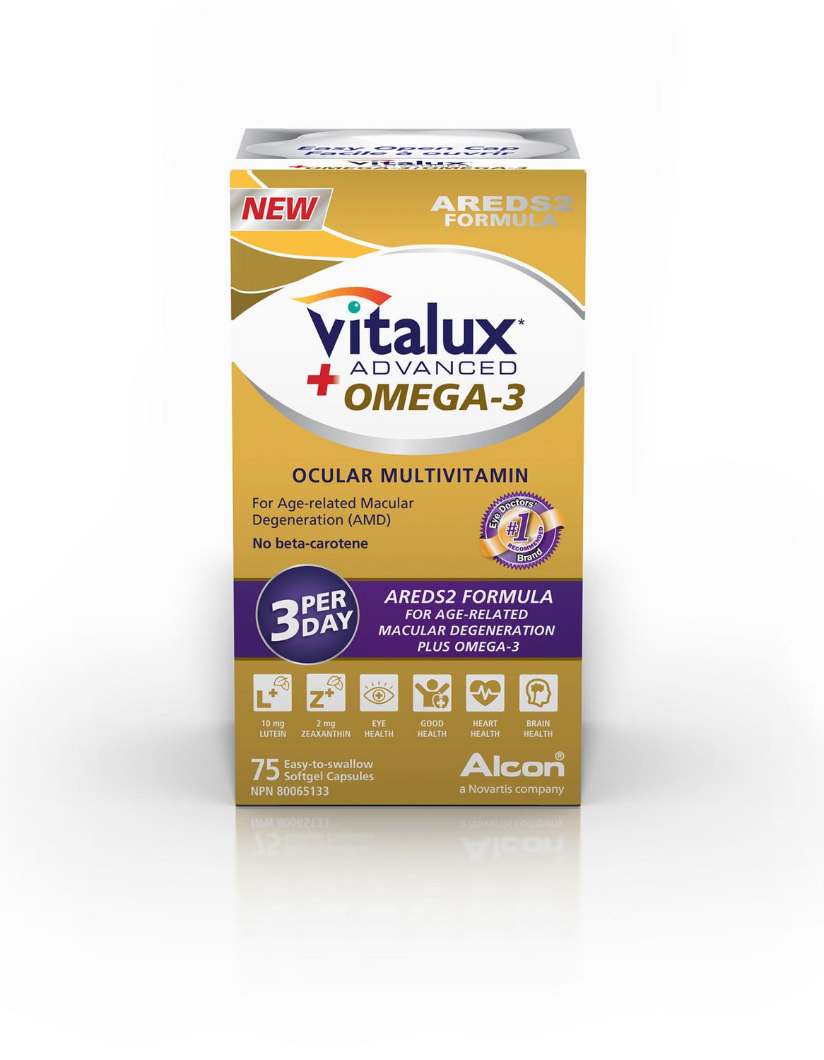 Vitalux Advanced + Omega-3 Ocular Multivitamin Areds2 Formula 75 Easy-to-Swallow Capsules