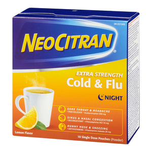 NeoCitran Cold & Sinus Extra Strength Nighttime 10 Single Dose Pouches