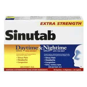 Sinutab Daytime & Nighttime Sinus 24 Caplets (18 Daytime + 6 Nighttime)