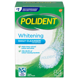 Polident Whitening Daily Cleanser for Dentures 84 Tablets