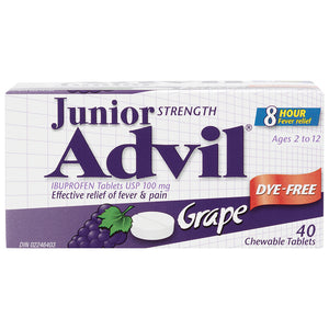 Advil Junior Strength Grape Chewable Tablets No Dye