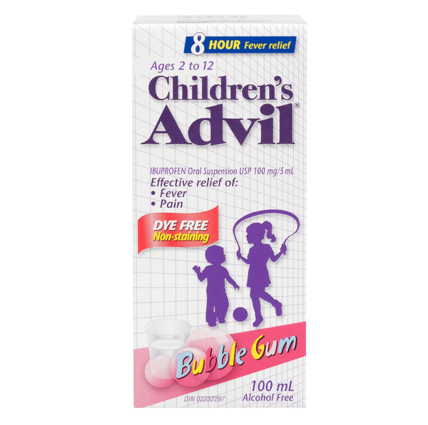 Children's Advil Dye Free Bubble Gum Flavour 100mL