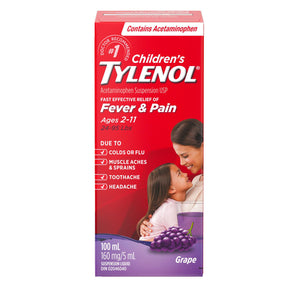 Children's Tylenol Fever & Pain Grape Flavour 100mL