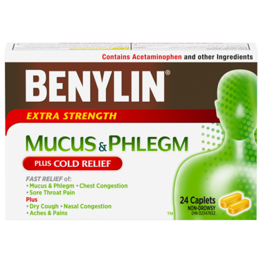 Benylin Mucus & Phlegm Extra Strength Plus Cold Relief 24 Caplets