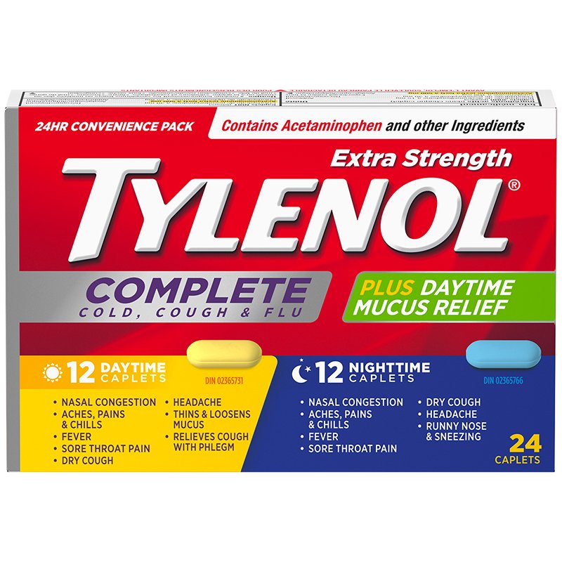 Tylenol Extra Strength Complete Cold, Cough & Flu Plus Mucus Relief Convenience Pack