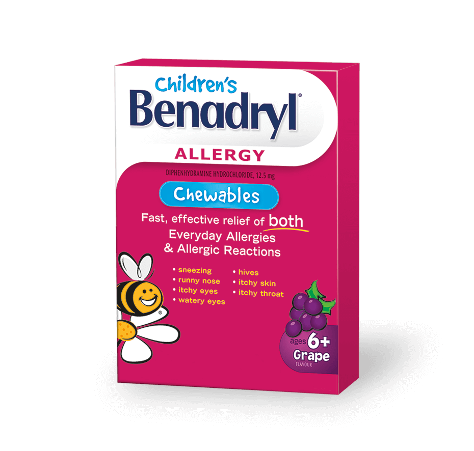 Children's Benadryl Allergy Chewables 20 Tablets Grape Flavour