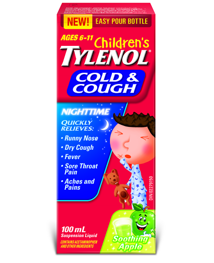 Children's Tylenol Cold & Cough Nighttime Soothing Apple 100mL