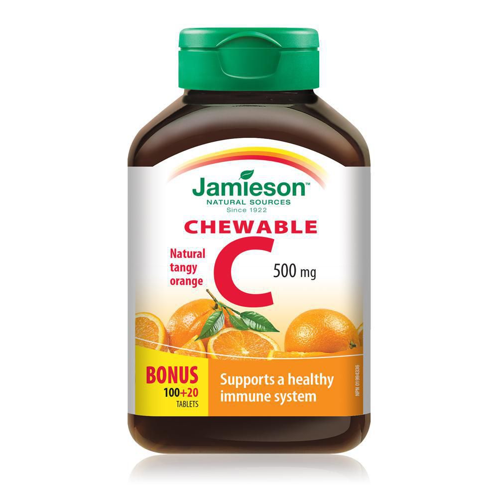 Jamieson Vitamin C 100+20 Chewable Tablets Natural Tangy Orange