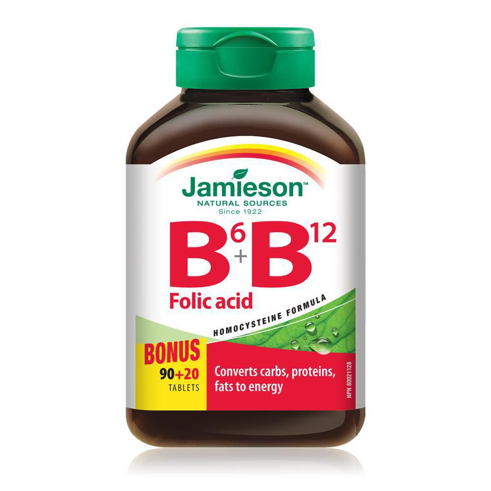 Jamieson Vitamin B12 + B12 Folic Acid 90+20 Tablets