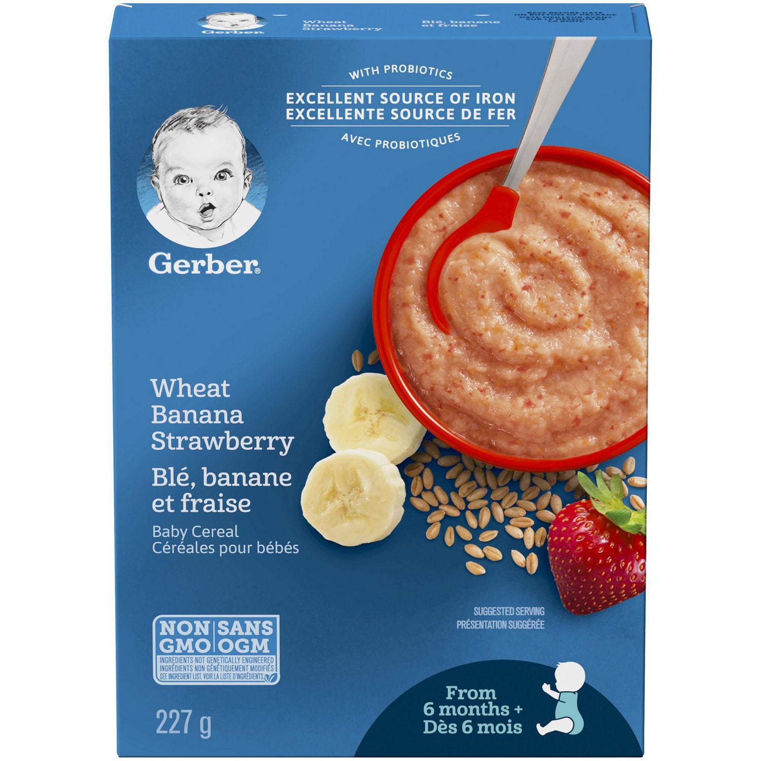 Nestle Gerber Wheat with Banana & Strawberry Cereal 227g