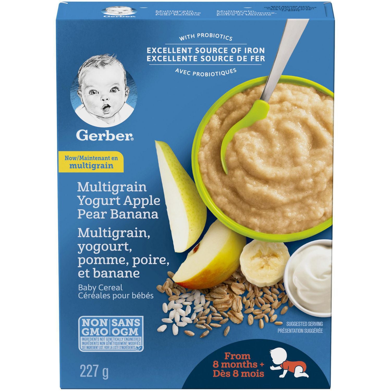 Nestle Gerber Wheat, Yogurt, Apple, Pear & Bananas Cereal 227g