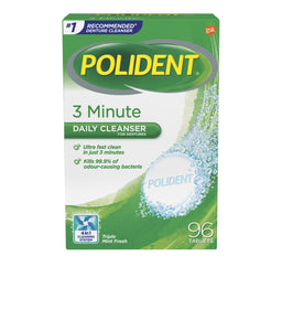 Polident 3 Minute Daily Cleanser for Dentures 96 Tablets