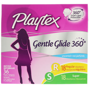 Playtex Sport Tampons Plastic Applicator Regular Unscented - 48 ct box