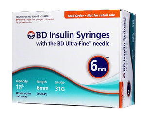 BD Insulin Syringes 1ml, 6mm, 31G 100 Count