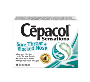 Cepacol Sensations Sore Throat & Blocked Nose 16 Lozenges