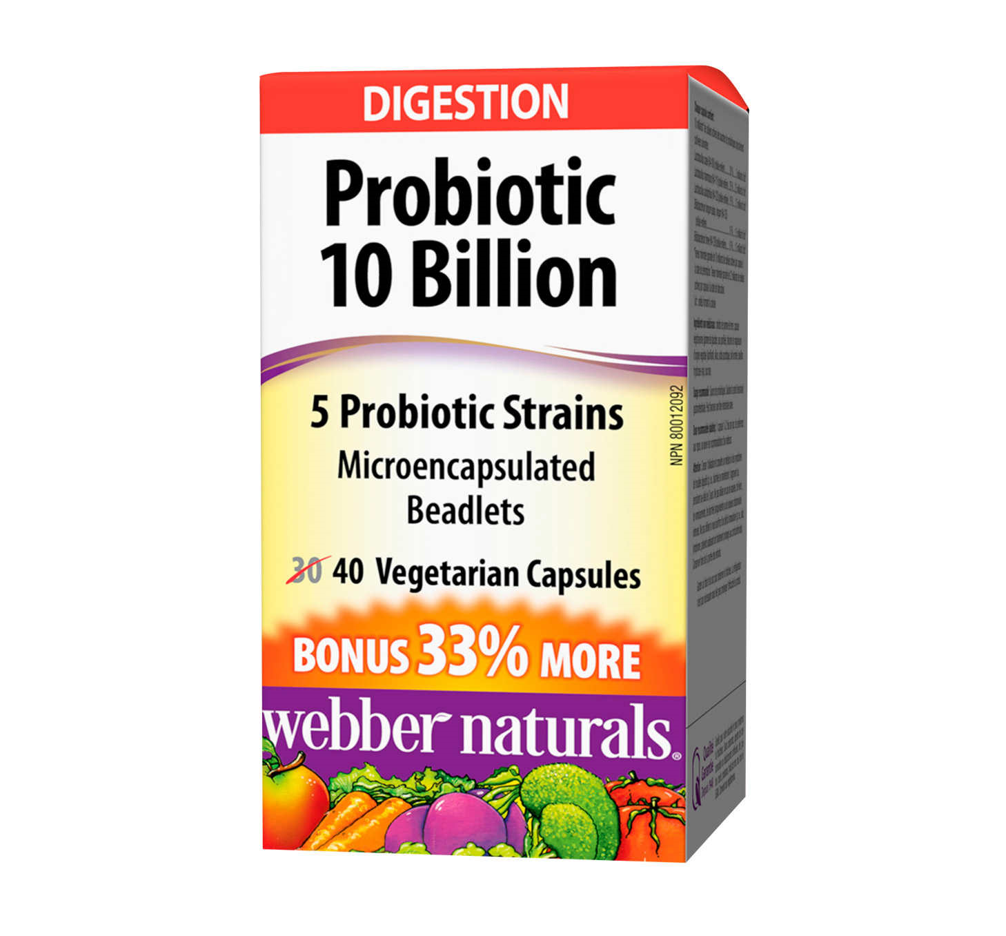 Webber Naturals Probiotic 10 Billion 40 Vegetarian Capsules