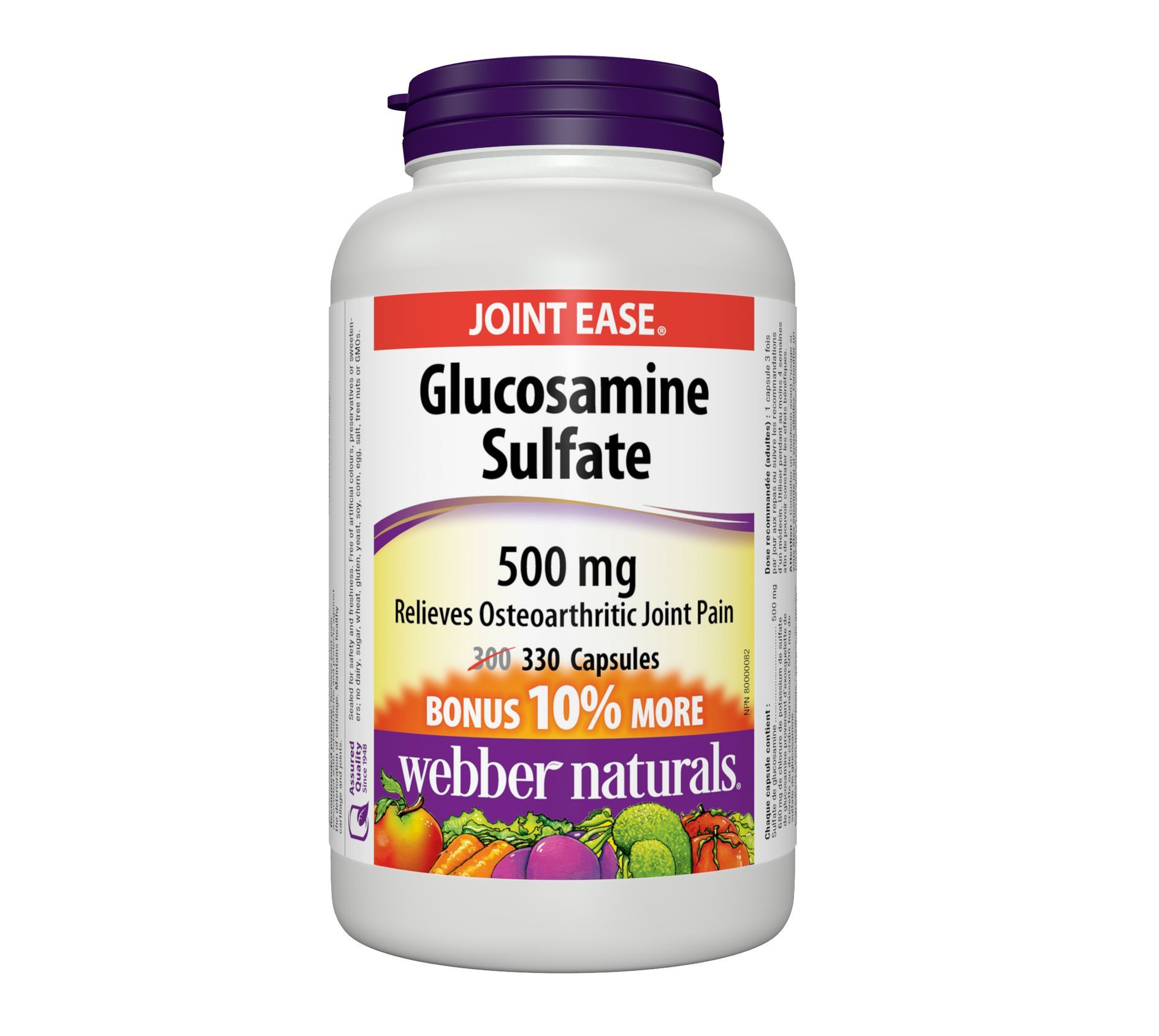 Webber Naturals Glucosamine Sulfate 500mg 330 Capsules