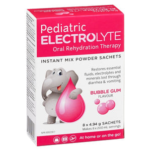 Pediatric Electrolyte Oral Rehydration Therapy Sachets - Bubble Gum Flavour 8x4.94g Sachets