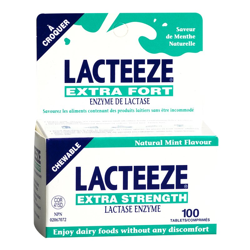 Lacteeze Extra Strength Lactase Enzyme 100 Tablets Mint Flavour