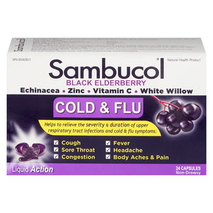 Sambucol Cold & Flu Black Elderberry 24 Capsules