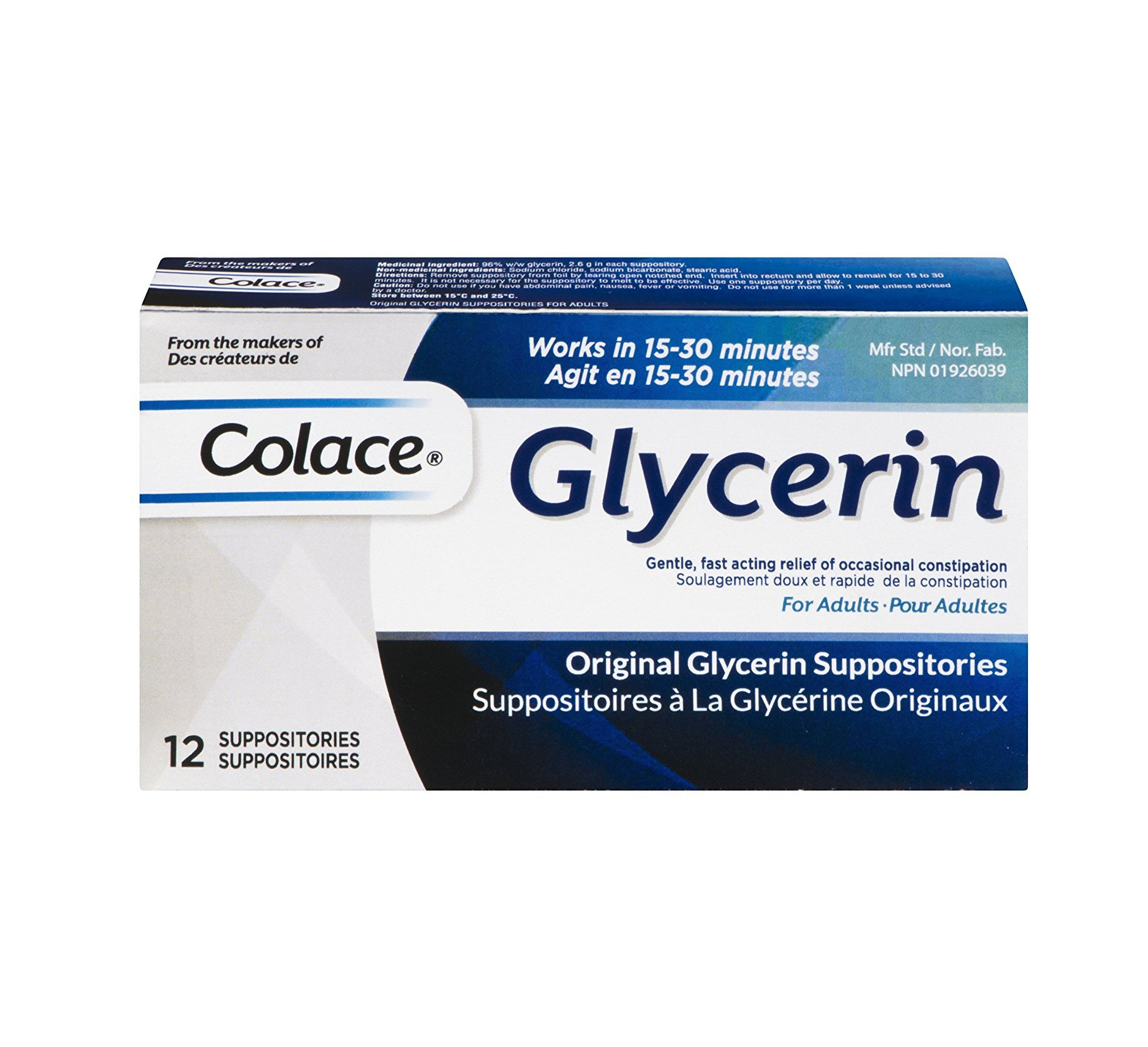 Colace Glycerin Suppositories 12 Suppositories