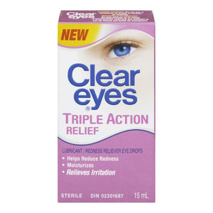 Clear Eyes Triple Action Relief Lubricant Eye Drops 15mL
