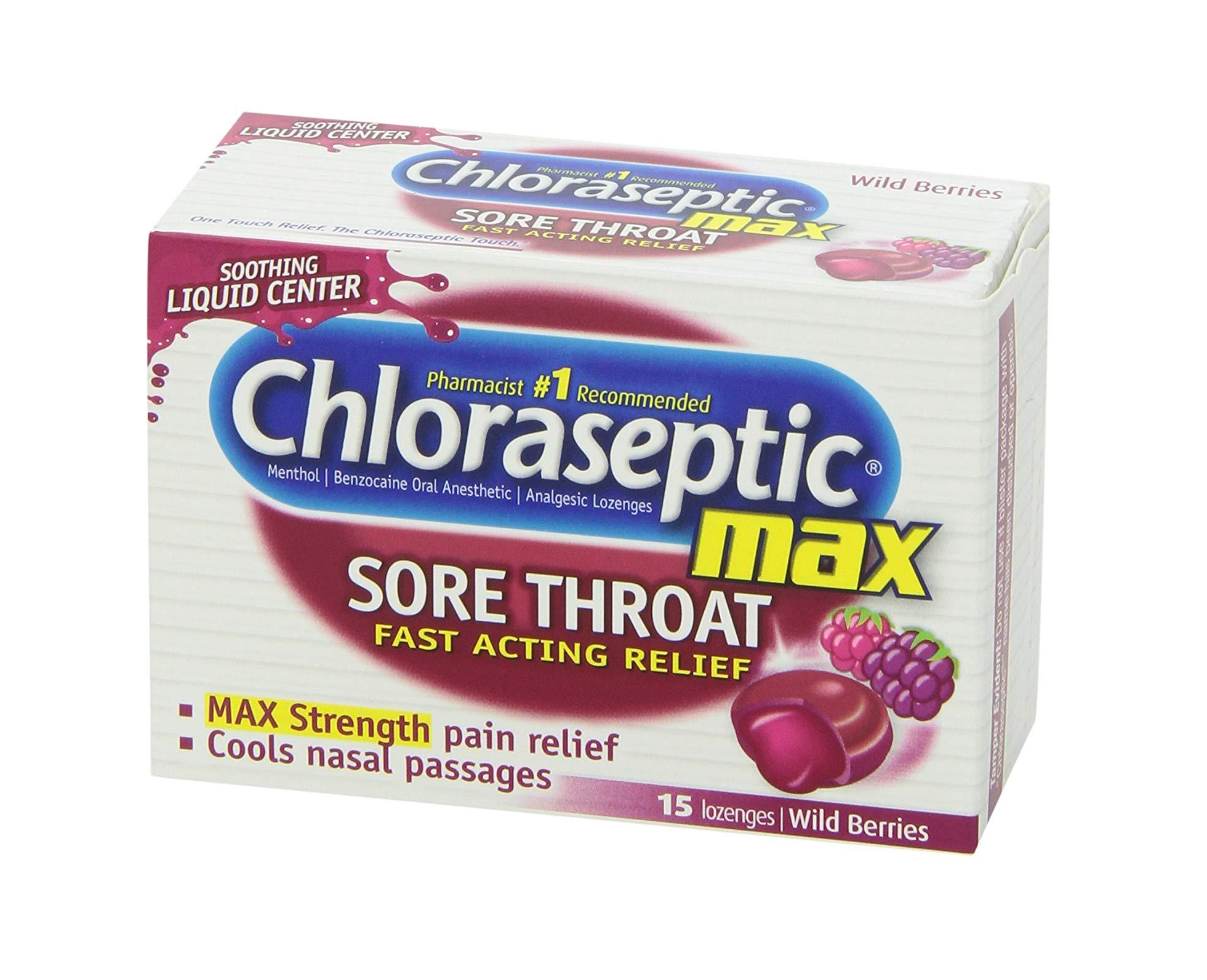 Chloraseptic Max Sore Throat Lozenges Wild Berries Flavour 15 Lozenges