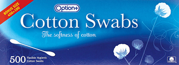Option+ Cotton Swabs 200 Flexible Hygienic Cotton Swabs