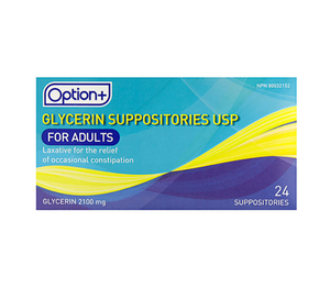 Option+ Glycerin Suppositories 2100mg 24 suppositories