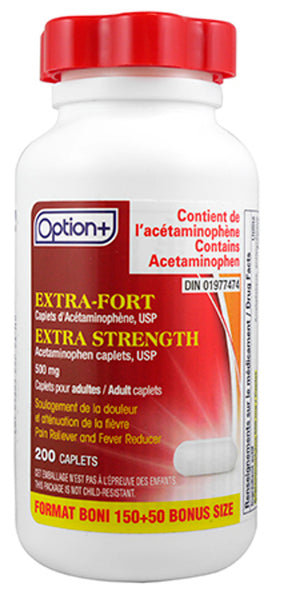 Option+ Acetaminophen Caplets Extra Strength 500mg
