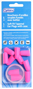 Option+ Soft Fit Tapered Ear Plugs with Case 5 Pairs