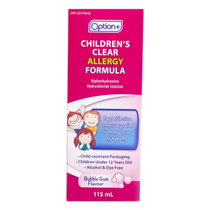 Option+ Children's Clear Allergy Formula Bubble Gum Flavour 115mL