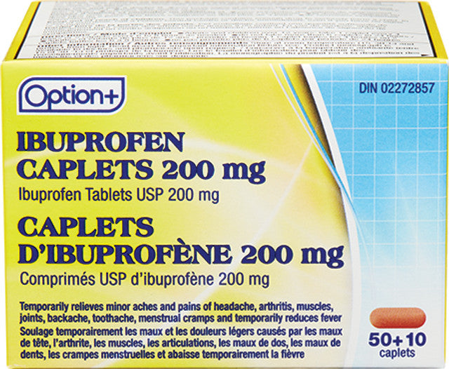 Option+ Ibuprofen Caplets 200mg 60 Tablets