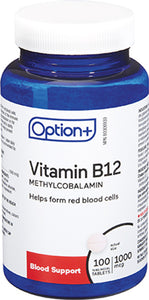 Option+ Vitamin B12 Methylcobalamin 1000mcg 100 Sublingual Tablets